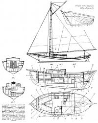 Общий вид и сечения яхты «Лоцман»