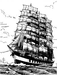 Рисунок корабля типа барк