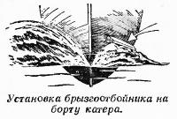 Установка брызгоотбойника на борту катера