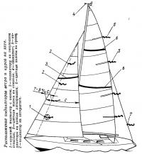 Расположение индикаторов ветра и курса на яхте