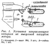 Рис. 1. Установка направляющего козырька на выпускной патрубок мотора