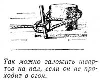 Так можно заложить швартов на пал, если он не проходит в огон