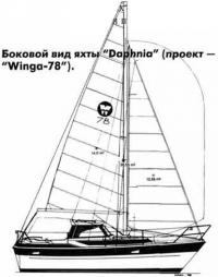 Боковой вид яхты "Daphnia" (проект — "Winga-78")
