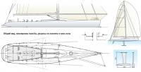 Общий вид, планировка палубы, разрезы по кокпиту и киль яхты «Bols»