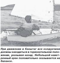 При движении в бакштаг все колдунчики должны находиться в горизонтальном положении