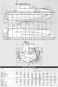 Теоретический чертеж корпуса катера «Норд-вест-57»