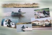 Мотолодка Бесенок на воде и суше