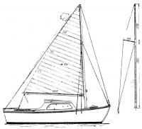Боковой вид и план парусности яхты