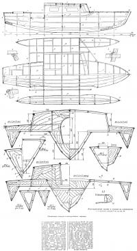 Конструктивный чертеж и сечения по шпангоутам
