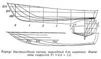 Корпус быстроходного катера, пригодный для широкого диапазона скоростей