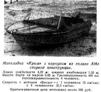 Мотолодка «Крым» с корпусам из сплава АМг сварной конструкции