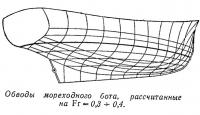 Обводы мореходного бота, рассчитанные на Fr = 0,3-0,4