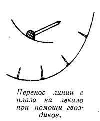 Перенос линии с плаза на лекало при помощи гвоздиков