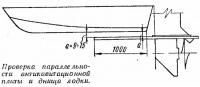 Проверка параллельности антикавитационной плиты и днища лодки