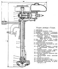 Разрез мотора «Гном»
