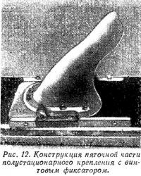 Рис. 12. Конструкция пяточной части полустационарного крепления с винтовым фиксатором