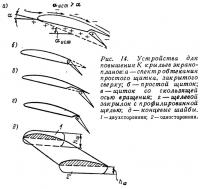 Рис. 14. Устройства для повышения К крыльев экранопланов