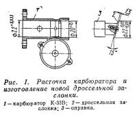 Рис. 1. Расточка карбюратора и изготовление новой дроссельной заслонки