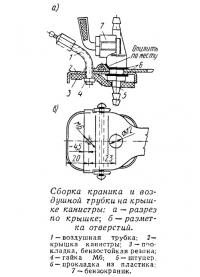 Сборка краника и воздушной трубки на крышке канистры