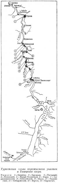 Туристская схема порожистого участка и Телецкого озера