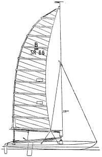 Вариант катамарана В с жестким крылом-мачтой