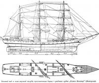 Боковой вид и план верхней палубы трехмачтового барка «Симон Боливар»