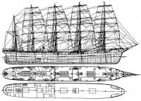 Боковой вид и планы палуб барка «Р. Ц. Рикмерс»
