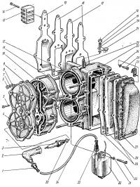 Двигатель (блок цилиндров), свечи и трансформаторы