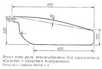 Эскиз пера руля для трехместного «Салюта» с парусным вооружением