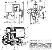 Габаритный чертеж и разрез двигателя «Вире-7»