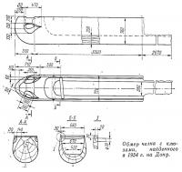 Обмер челна с клюзами, найденного в 1954 г. на Дону