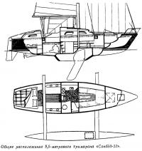 Общее расположение 9,5-метрового тримарана «Санбёд-31»