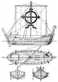 Общий вид и план парусности судна