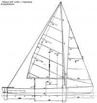 Общий вид лодки с парусным вооружением