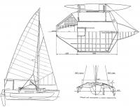 Общий вид тримарана и схема парусности