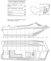 Примерная схема обводов и общего расположения катера
