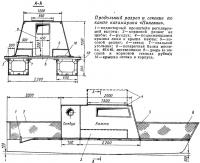 Продольный разрез и сечение по каюте катамарана «Пингвин»