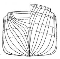 Продольный разрез корпуса и планы палуб