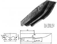 Рис. 1. Общий вид и схема обводов испытанной модели морских саней Фокса