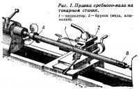 Рис. 1. Правка гребного вала на токарном станке