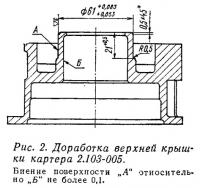 Рис. 2. Доработка верхней крышки картера 2.103-005