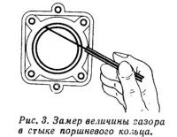 Рис. 3. Замер величины зазора в стыке поршневого кольца