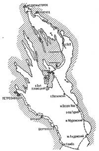 Схема маршрута по Онежскому озеру
