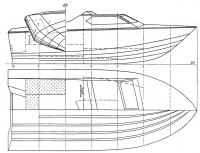Теоретический чертеж и общий вид мотолодки