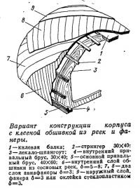 Вариант конструкции корпуса с клееной обшивкой из реек и фанеры