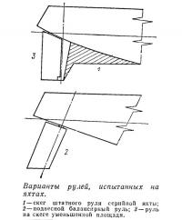 Варианты рулей, испытанных на яхтах