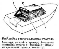Вид лодки с поставленным тентом