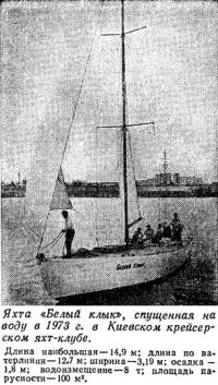 Яхта «Белый клык» спущенная на воду в 1973 г. в Киевском яхт-клубе