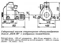 Габаритный чертеж стационарного дизеля «RDK-80» с воздушным охлаждением