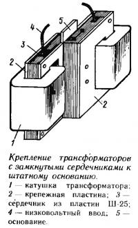 Крепление трансформаторов с замкнутыми сердечниками к штатному основанию